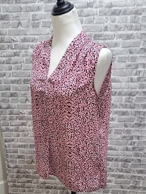 Laundry By Shelli Segal Pink Patterned V-Neck Sleeveless Top Womens Sz Small
